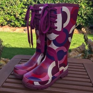 Coach periwinkle rubber boots sz 5